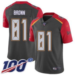 Premium Buccaneers #81 Tom Brady Brown Gray Men's Stitched NFL Limited Inverted Legend 100th Season Jersey