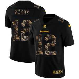 Top notch Tampa Bay Buccaneers #12 Tom Brady Men's Black Flocked Lightning Vapor Limited NFL Jersey