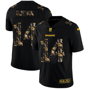 Superb Tampa Bay Buccaneers #14 Chris Godwin Men's Black Flocked Lightning Vapor Limited NFL Jersey
