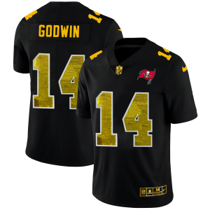 High quality Tampa Bay Buccaneers #14 Chris Godwin Men's Black Golden Sequin Vapor Limited NFL Jersey