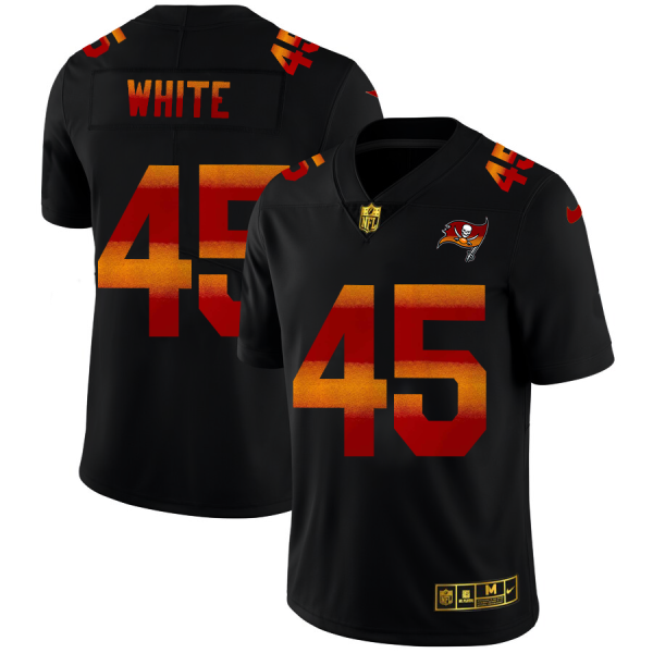 Amazing Tampa Bay Buccaneers #45 Devin White Men's Black Red Orange Stripe Vapor Limited NFL Jersey