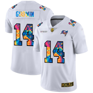 Superb Tampa Bay Buccaneers #14 Chris Godwin Men's White Multi-Color 2020 NFL Crucial Catch Limited NFL Jersey