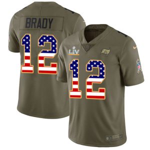Amazing Buccaneers #12 Ronde Barber Brady Olive/USA Flag Men's Super Bowl LV Bound Stitched NFL Limited 2017 Salute To Service Jersey