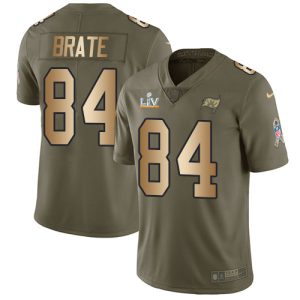 Top notch Buccaneers #84 Tom Brady Brate Olive/Gold Men's Super Bowl LV Bound Stitched NFL Limited 2017 Salute To Service Jersey