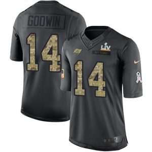 Premium Buccaneers #14 Rob Gronkowski Godwin Black Men's Super Bowl LV Bound Stitched NFL Limited 2016 Salute to Service Jersey
