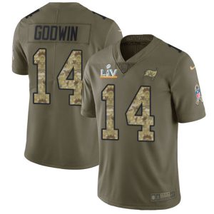 Outstanding Buccaneers #14 Tom Brady Godwin Olive/Camo Men's Super Bowl LV Bound Stitched NFL Limited 2017 Salute To Service Jersey