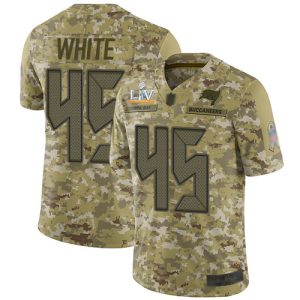Amazing Buccaneers #45 Rob Gronkowski White Camo Men's Super Bowl LV Bound Stitched NFL Limited 2018 Salute To Service Jersey