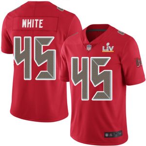Amazing Buccaneers #45 Ronde Barber White Red Men's Super Bowl LV Bound Stitched NFL Limited Rush Jersey