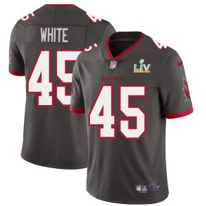 Amazing Tampa Bay Buccaneers #45 Devin White Men's Super Bowl LV Bound Pewter Alternate Vapor Limited Jersey