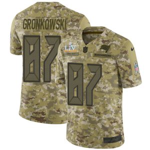 Amazing Buccaneers #87 Tom Brady Gronkowski Camo Men's Super Bowl LV Bound Stitched NFL Limited 2018 Salute To Service Jersey