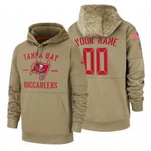 Exceptional Tampa Bay Buccaneers Custom Tan 2019 Salute To Service Name & Number Sideline Therma Pullover Hoodie