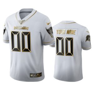 Fantastic Tampa Bay Buccaneers Custom Men's White Golden Edition Vapor Limited NFL 100 Jersey