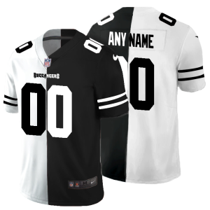 Top notch Tampa Bay Buccaneers Custom Men's Black V White Peace Split Vapor Untouchable Limited NFL Jersey