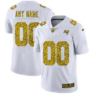 Amazing Tampa Bay Buccaneers Custom Men's Flocked Leopard Print Vapor Limited NFL Jersey White
